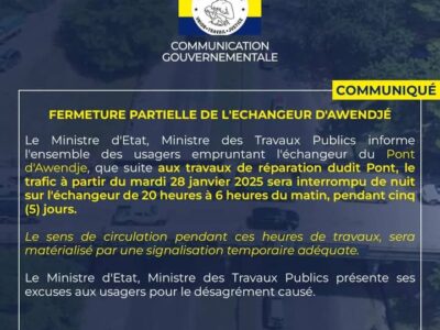 Fermeture Temporaire du Pont dawendjé