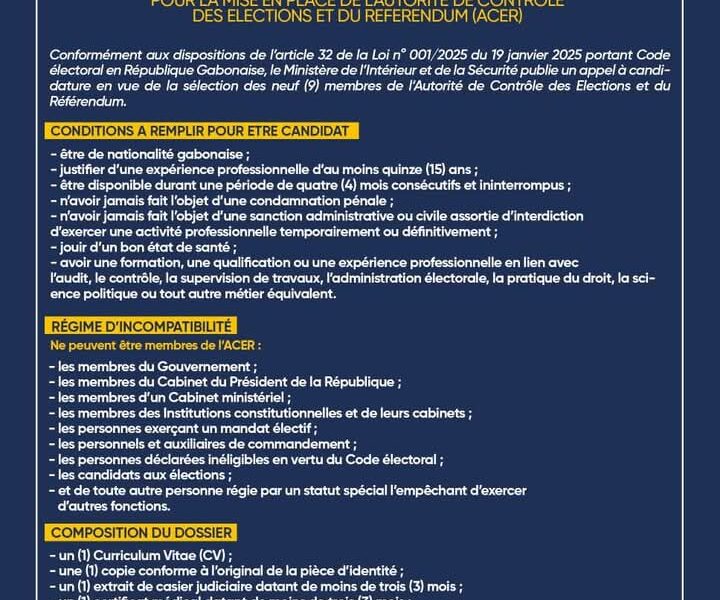 ACER : appel à Candidature