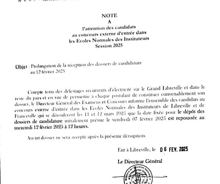 Prolongation de la réception des dossiers de candidature