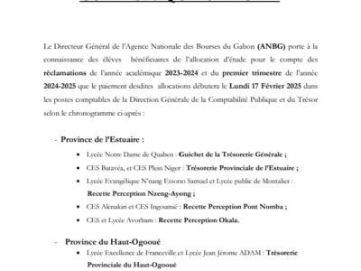 Programme de paiment des bourses