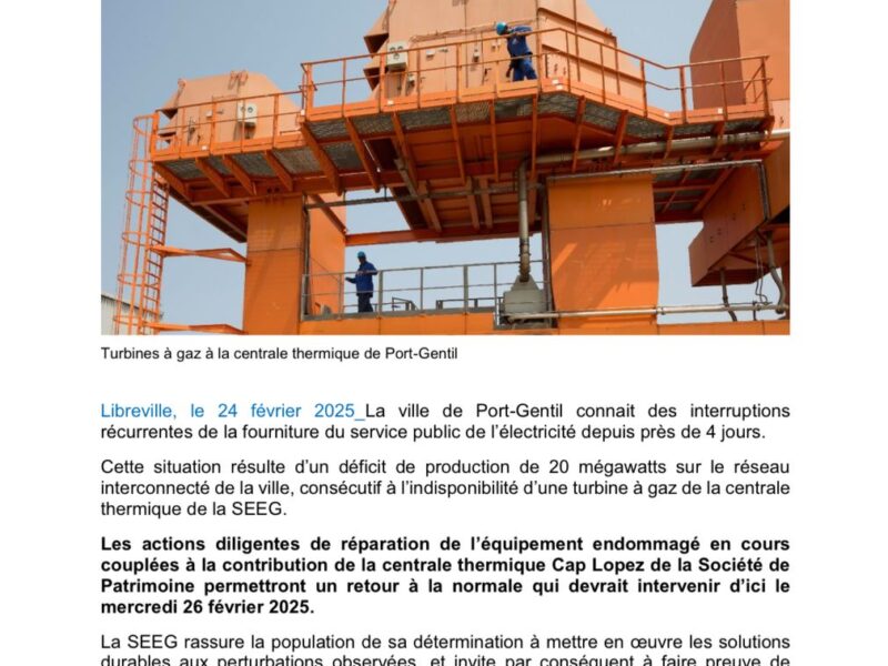 Délestage à Port-Gentil