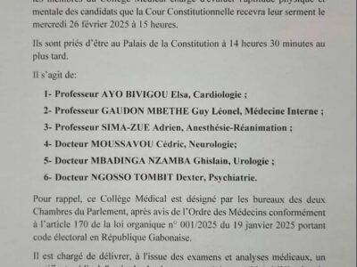 Présidentielle 2025 : le serment des membres du corps médical devant la Cour Constitutionnelle