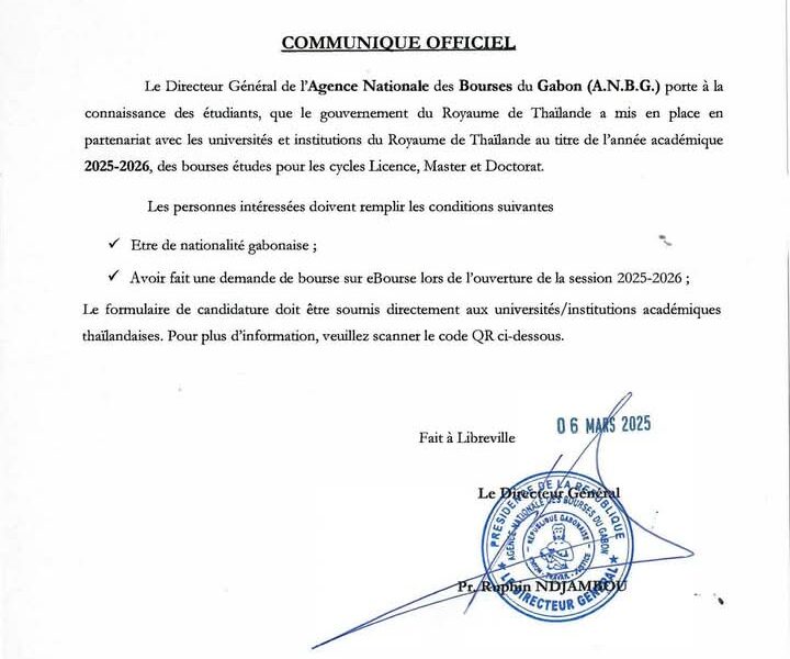 Offres de bourses du Royaume de Thaïlande