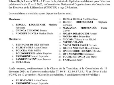 Présidentielle 2025 : liste des candidats reçues et candidatures retenues