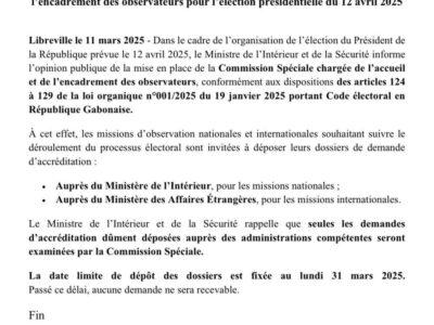Élection présidentielle : Mission D'observation