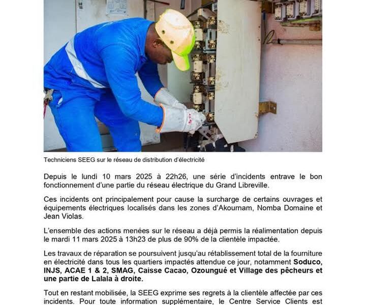 SEEG : Perturbations sur le réseau électrique