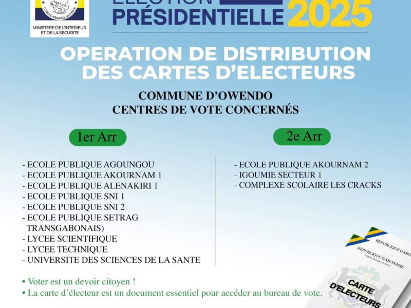 Distribution de Cartes d'électeurs dès le 02 avril 2025