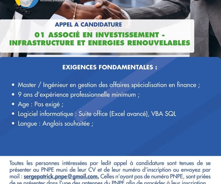 01 Associé en Investissement - Infrastructure et Énergies Renouvelables