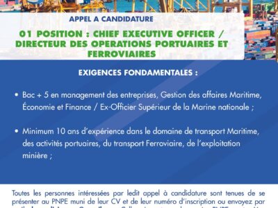 01 Position- Chief Exécutive Officier/ Directeur des Opérations Portuaires et Ferroviaires