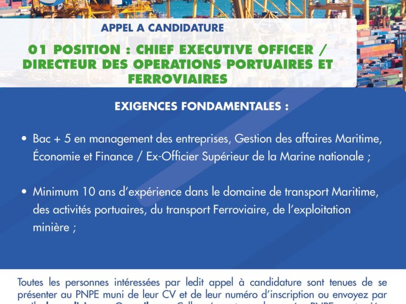 01 Position- Chief Exécutive Officier/ Directeur des Opérations Portuaires et Ferroviaires
