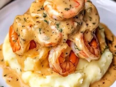 Crevettes à l’Ail Crémées sur Purée de Pommes de Terre