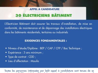 30 électriciens Bâtiment