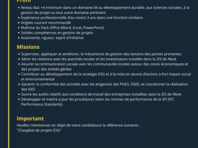 01 Chargé(e) de projets ESG