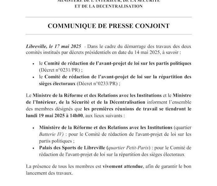 Communiqué de Presse conjoint