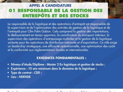 01 Responsable de la Gestion des Entrepôts et des Stocks